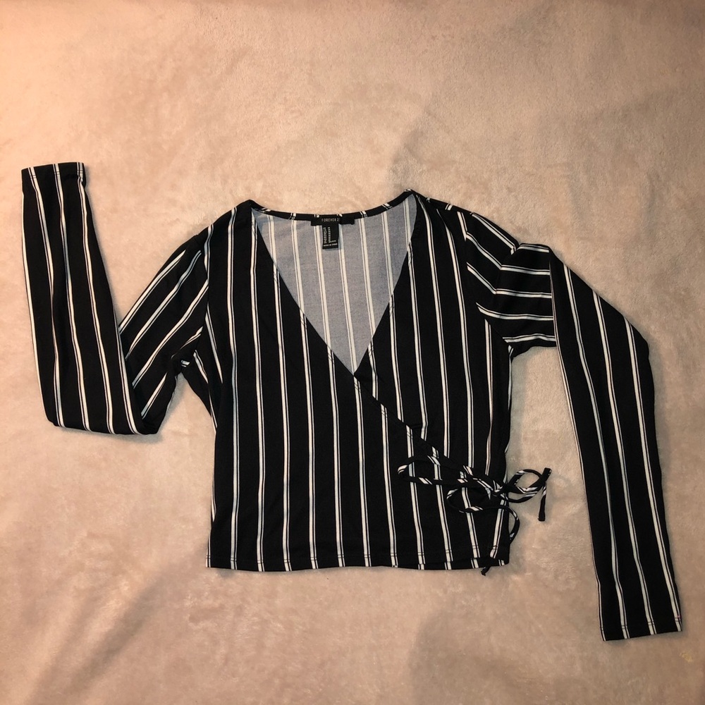 Striped Wrap Top